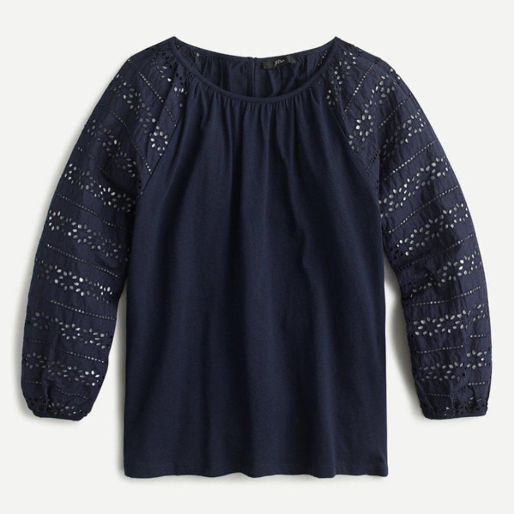 NWT J. Crew Long-Sleeve Eyelet Top